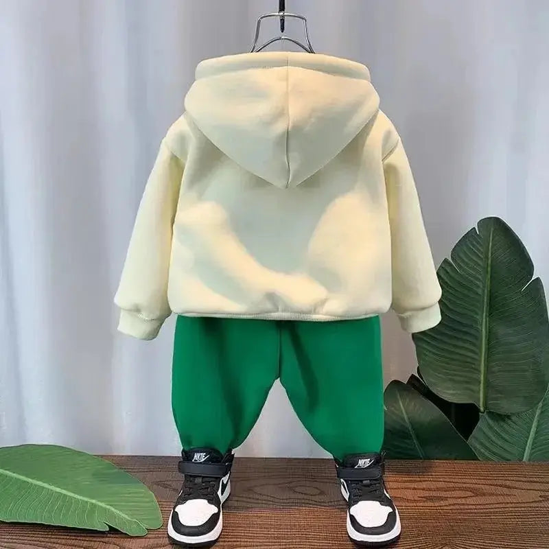 Kids Bear Motif Hoodie Sweatshirt And Joggers 2 Pcs Set