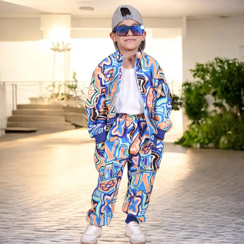 Boys Blue Printed Co-ord Set