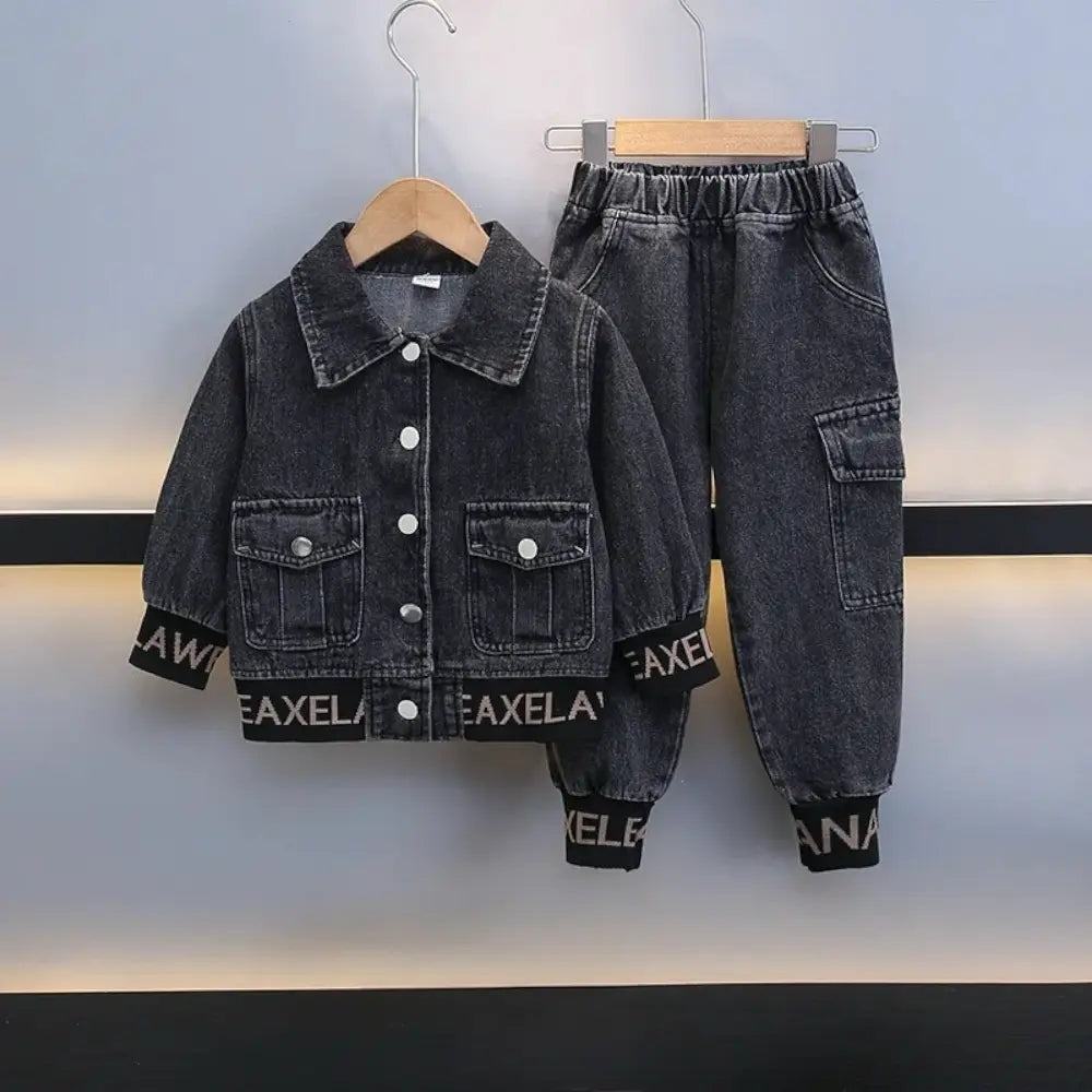 Boys Stylish Black Denim Co-ord 2 Pcs Set