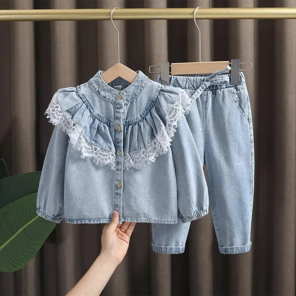 Girls Denim Frill Co-ord Set